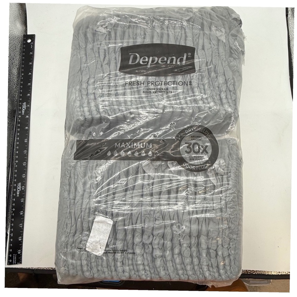 Depend Fresh Protection‎ Incontinence Underwear XL Maximum Absorbency Gray Pack